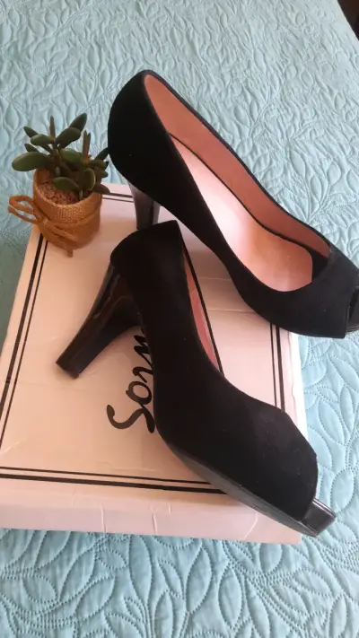 Sandalias de tacón corcho rojo - miniatura 3