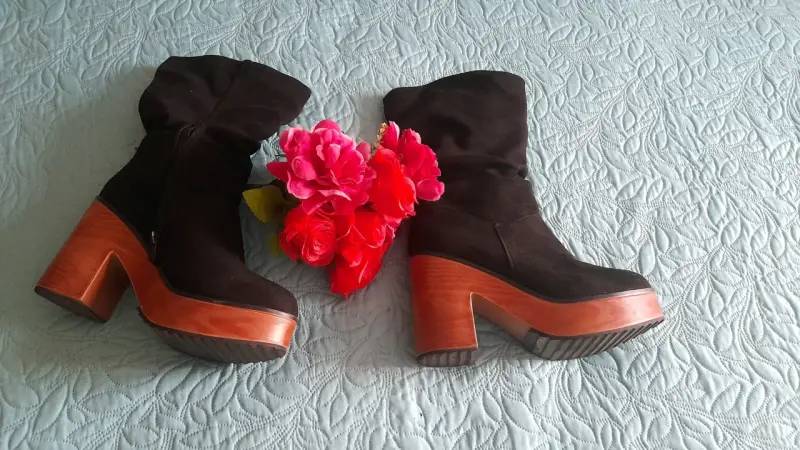 Sandalias de tacón corcho rojo - 5