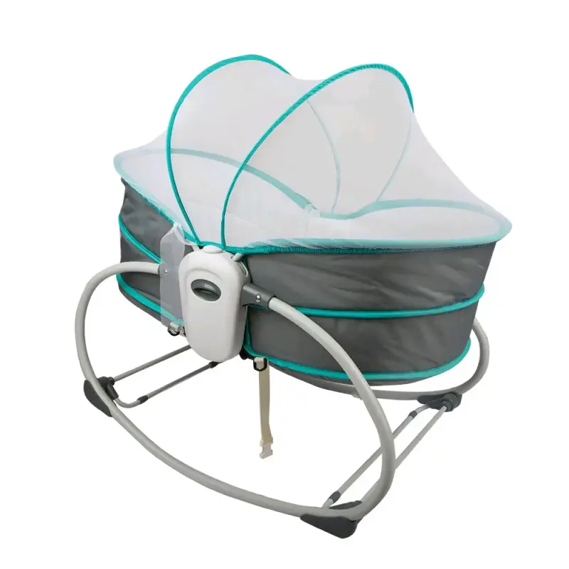 Cuna mecedora gris para bebé - 4