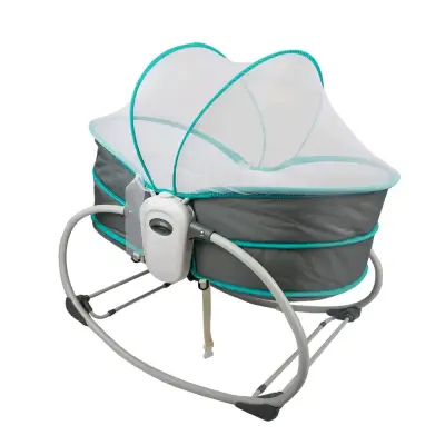 Cuna mecedora gris para bebé - miniatura 4