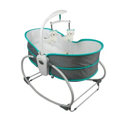 Cuna mecedora gris para bebé - miniatura 5