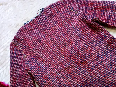 Chaqueta de tweed burdeo y azul - miniatura 4