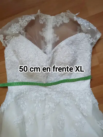 Vestido de Novia Civil / Fiesta - Encaje y Tul XL - miniatura 3