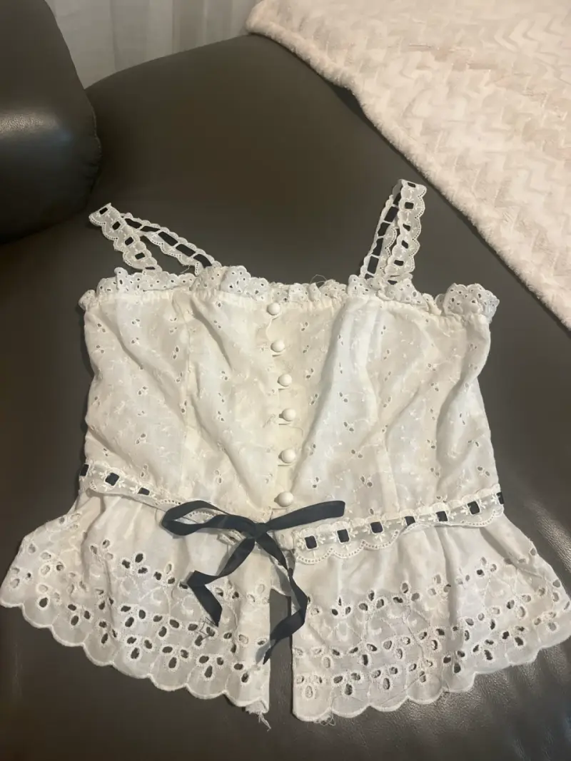 Blusa Blanca Encaje Mujer