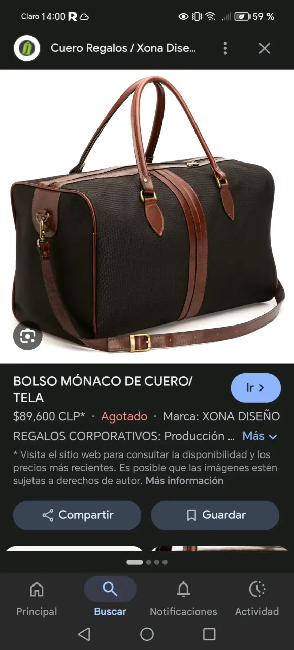 Bolso Mónaco de cuero y tela