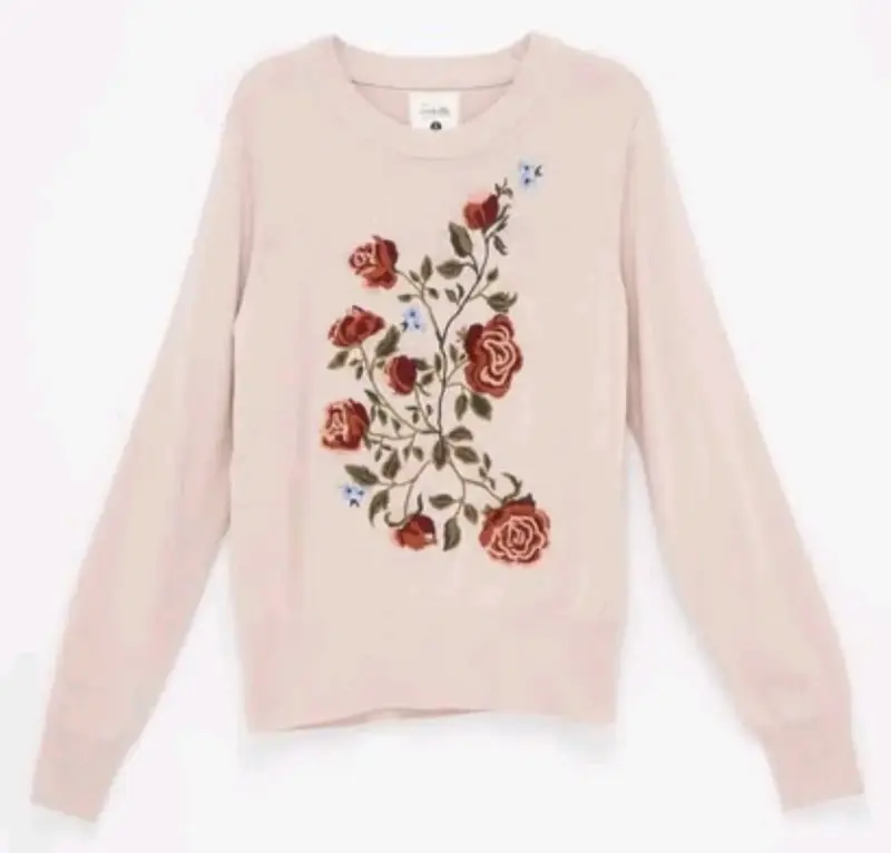 Polerón beige con flores bordadas - 2
