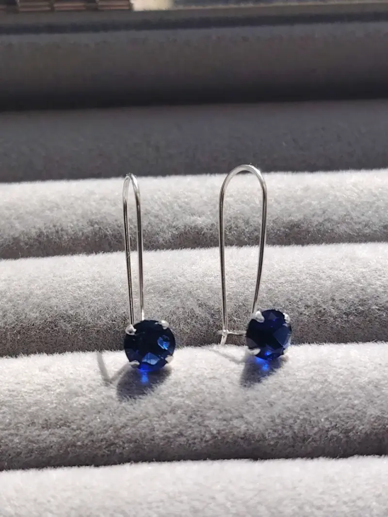 Aros colgantes con piedra azul - 2