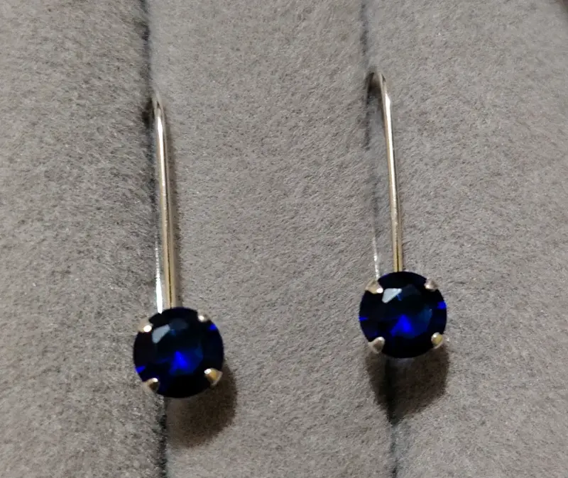 Aros colgantes con piedra azul - 3