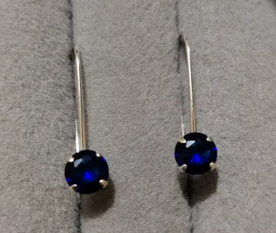 Aros colgantes con piedra azul - miniatura 3