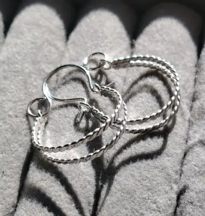 Aros de plata con doble argolla - miniatura 2