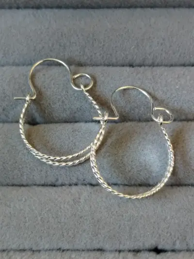 Aros de plata con doble argolla - miniatura 4