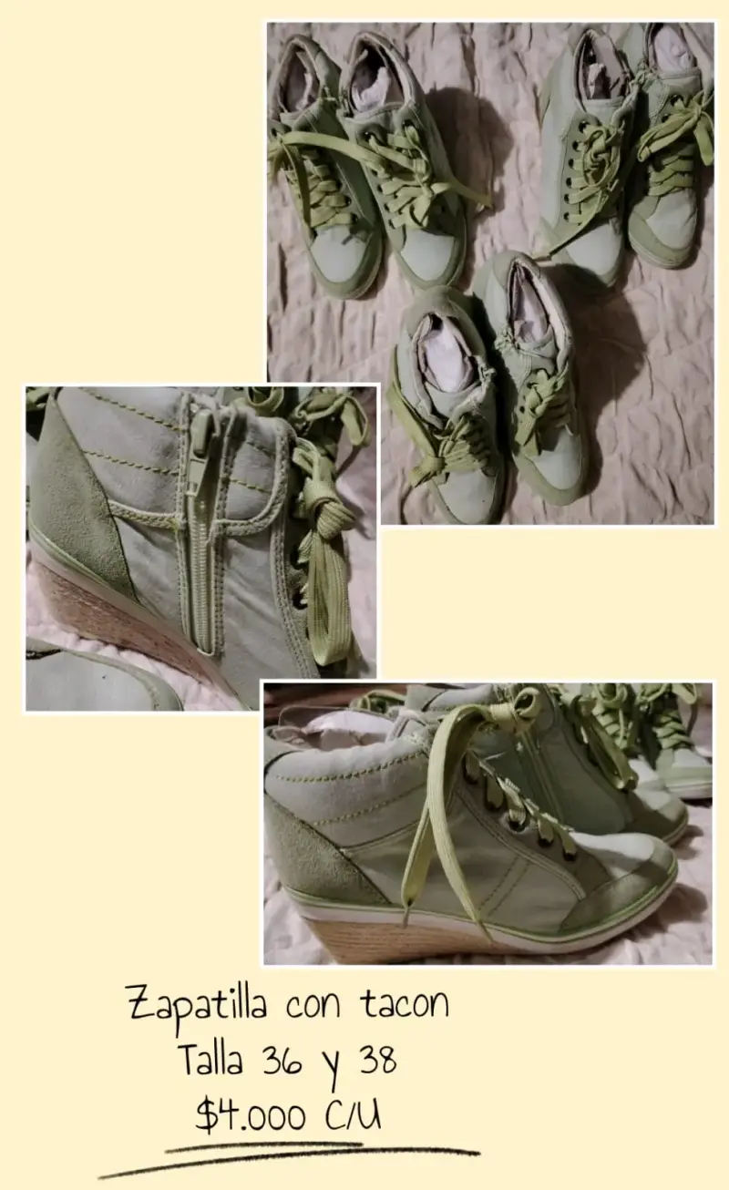 Zapatillas con tacón verde