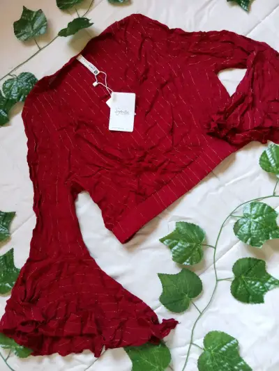 Blusa Sybilla roja con mangas acampanadas - miniatura 4