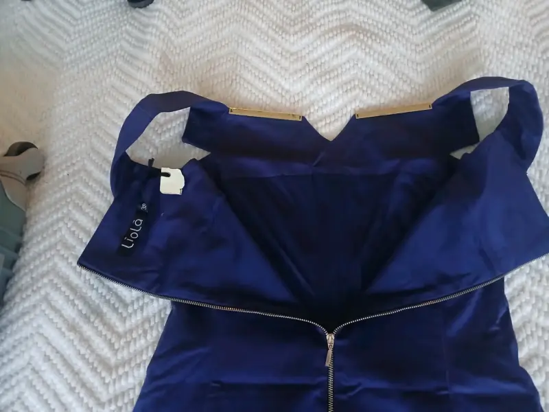 Vestido azul Liola con detalles dorados - 1