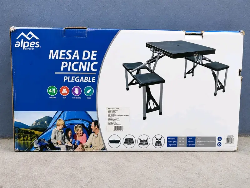 Mesa de Picnic Plegable Alpes Tipo Maleta