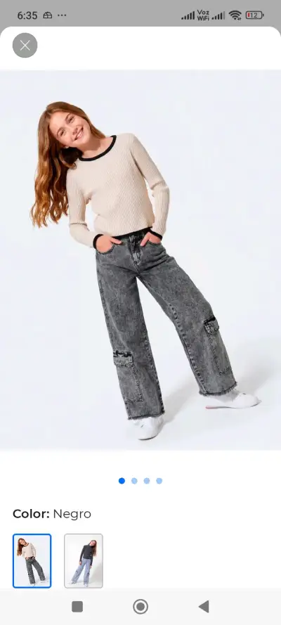 Jeans anchos color negro - miniatura 1