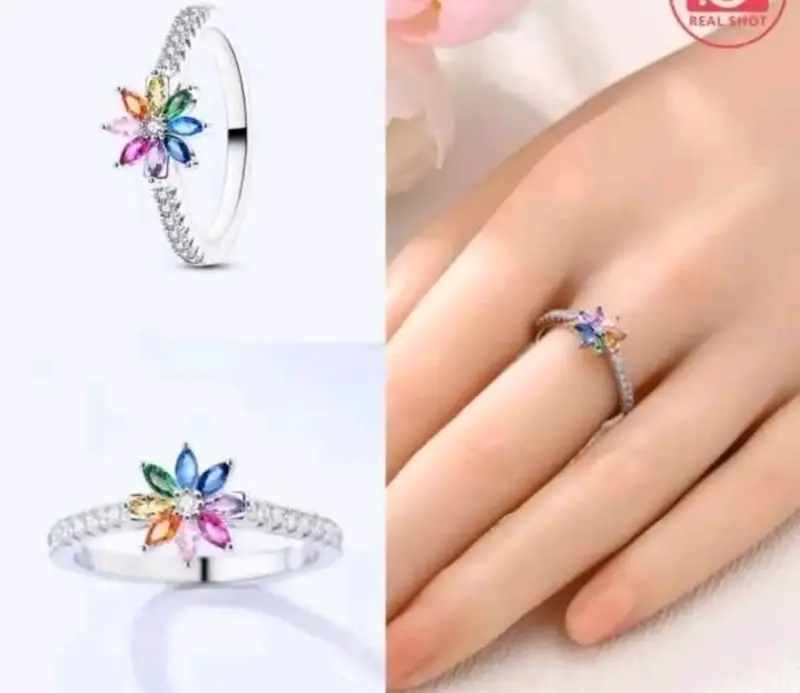 Anillo de diseño flor multicolor talla 9 mm 59.66 - 1