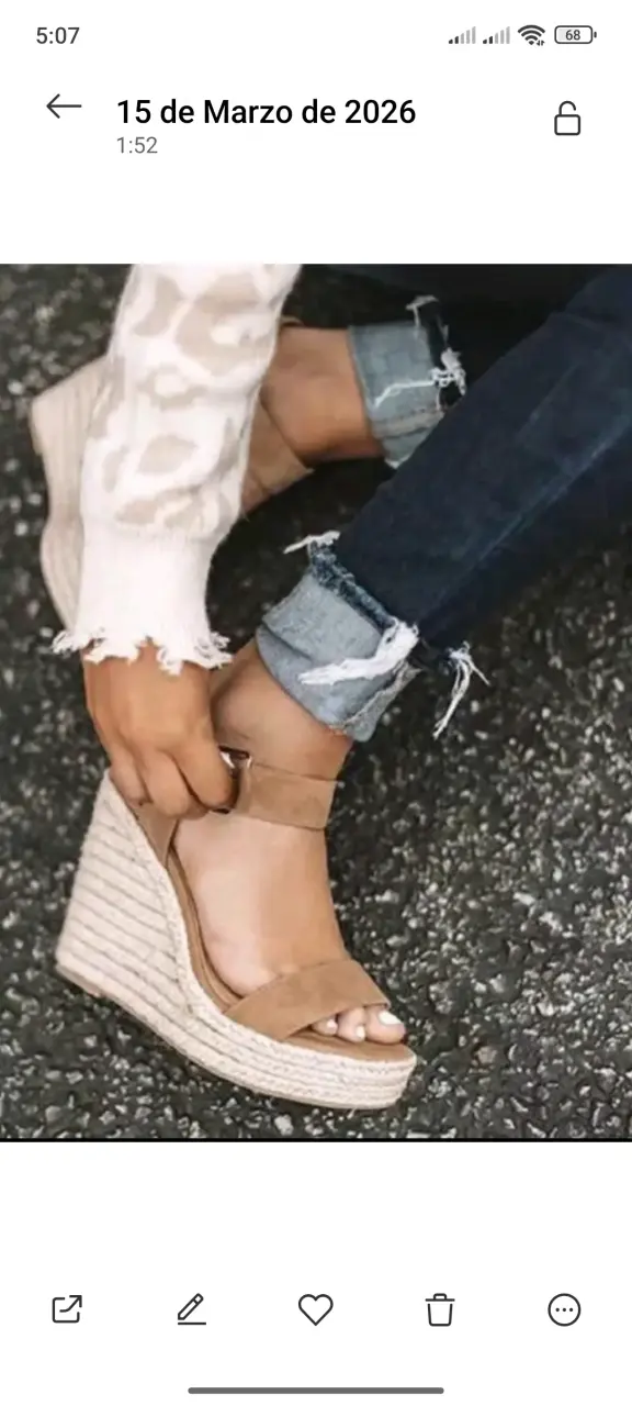 Sandalias cuña color beige - 2