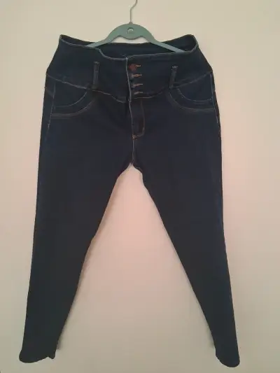 Jeans azul oscuro mujer elasticado - miniatura 1