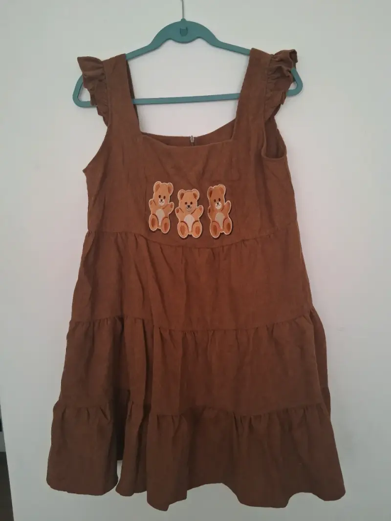 Vestido marrón con ositos - 1