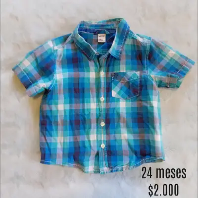 Camisa cuadros azul para niños - miniatura 1