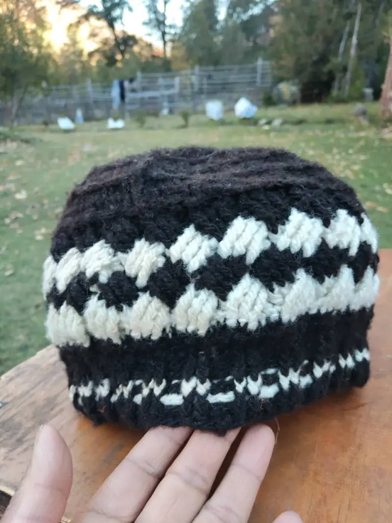 Gorro tejido blanco y negro - 2
