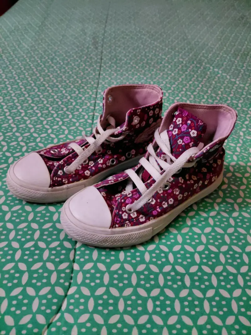 Zapatillas altas floreadas rosadas - 1