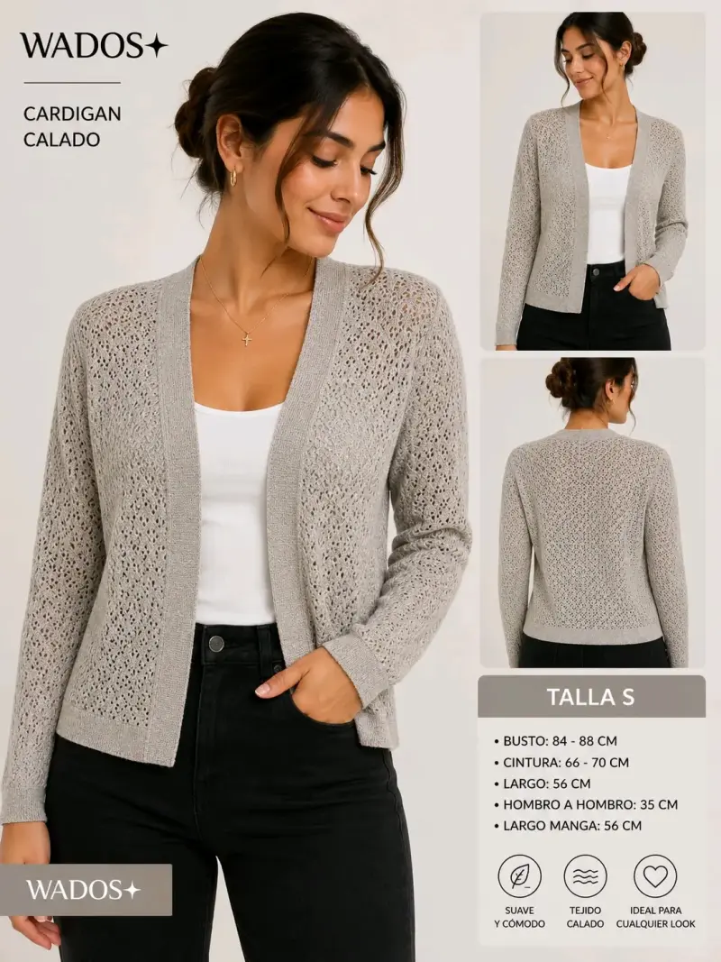 Cardigan calado gris Wados