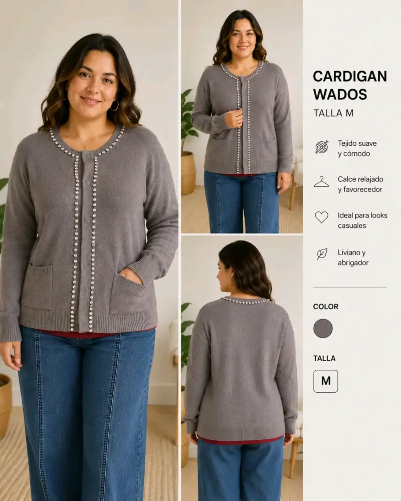 Cardigan gris Wados con perlas