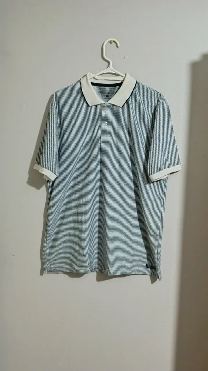 Polera polo azul a rayas talla XL - 1