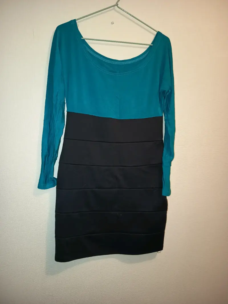 Vestido bicolor negro y azul - 2