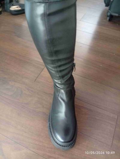Botas negras de cuero sintético terraplén - miniatura 2