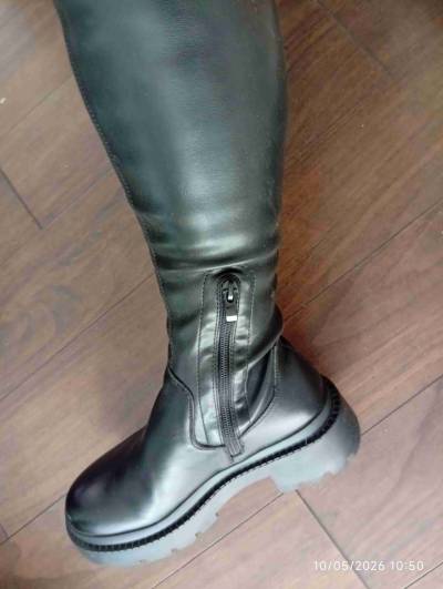Botas negras de cuero sintético terraplén - miniatura 3