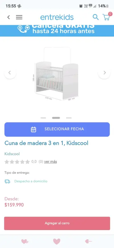 Cuna de madera blanca para bebé - miniatura 3