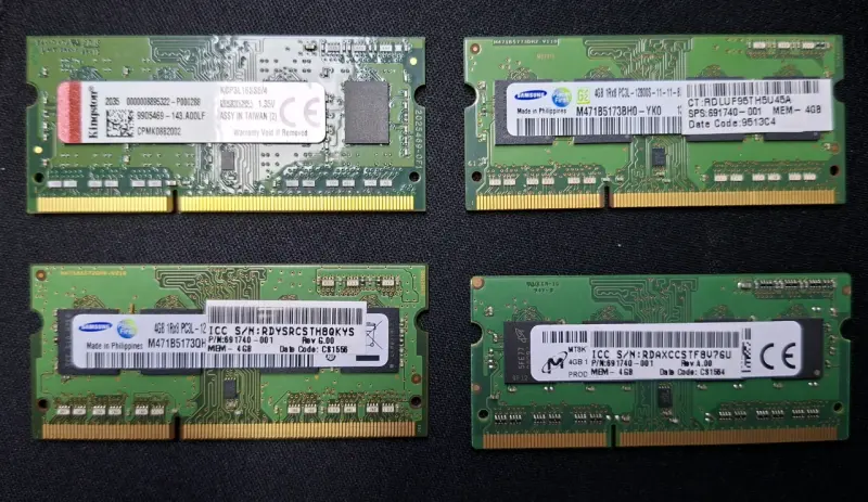 Memorias RAM 4GB varias marcas