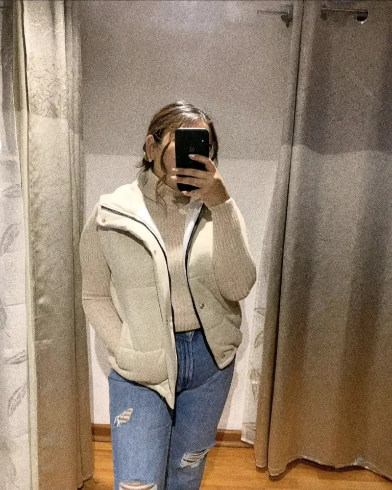 Puffa acolchada beige mujer