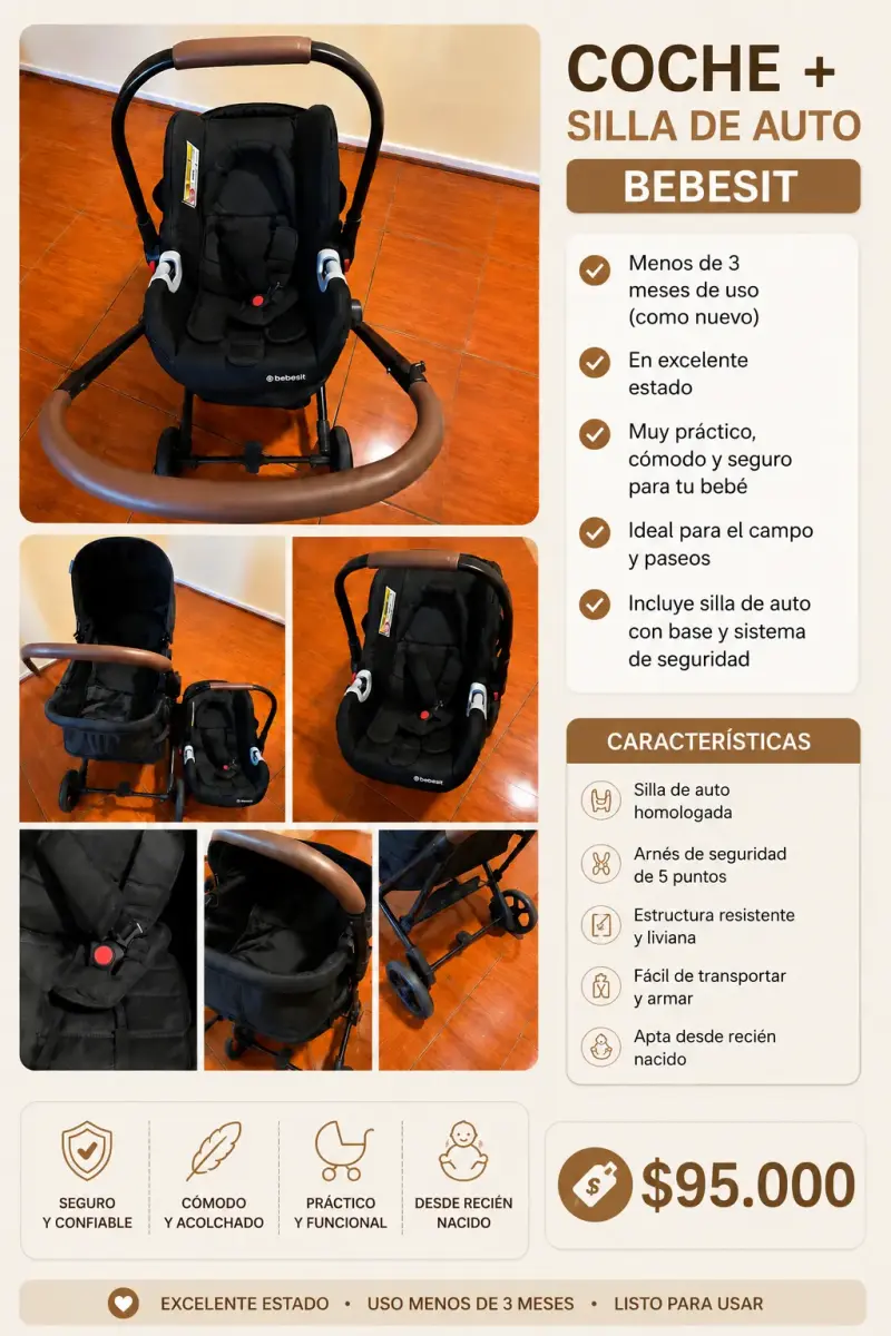 Coche y silla de auto Bebesit