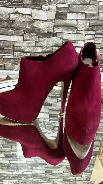 Botines de taco alto burdeos - miniatura 2
