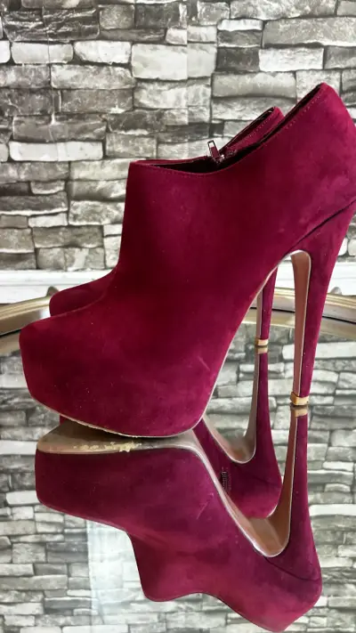 Botines de taco alto burdeos - miniatura 3
