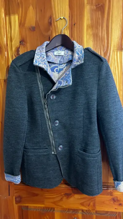 Blazer gris con forro estampado - miniatura 1