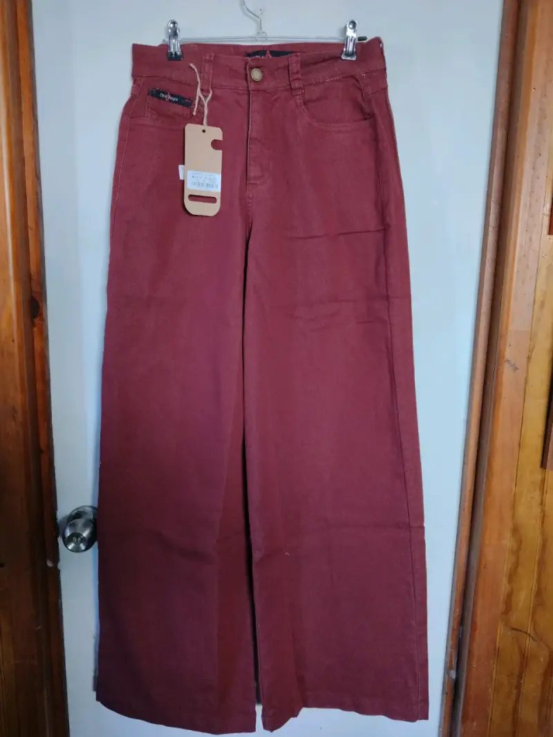 Pantalones anchos burdeos - 2