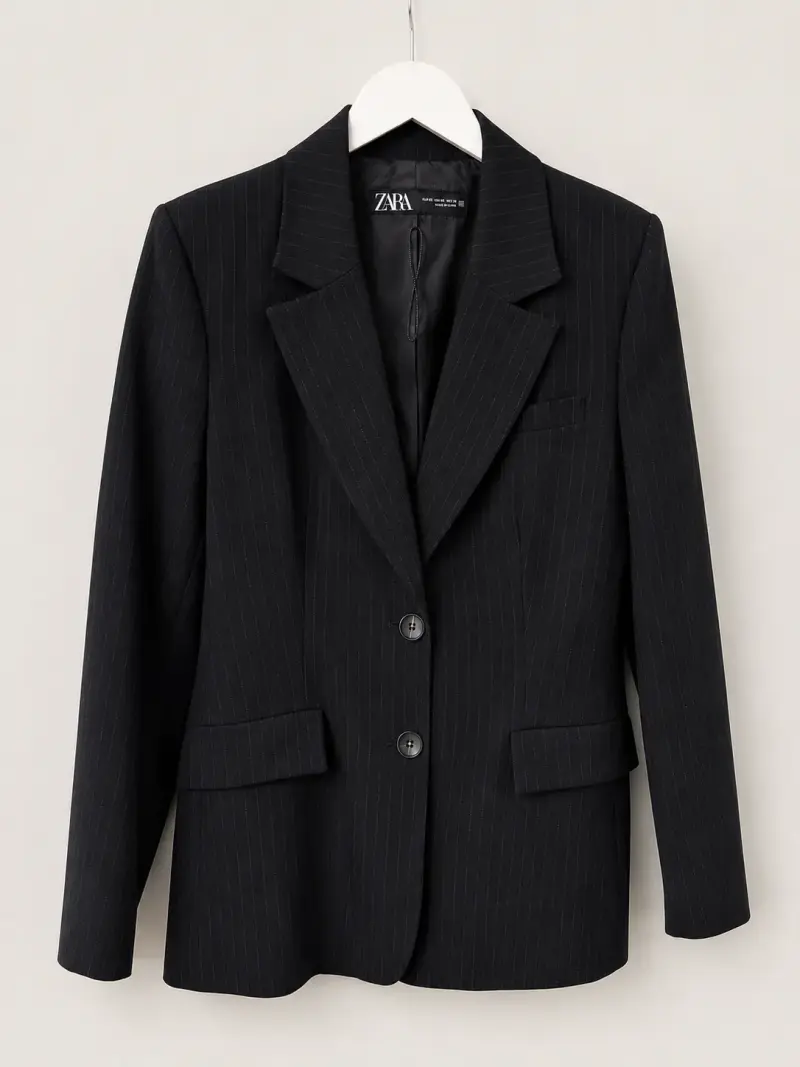 Blazer negro raya diplomática Zara - 1