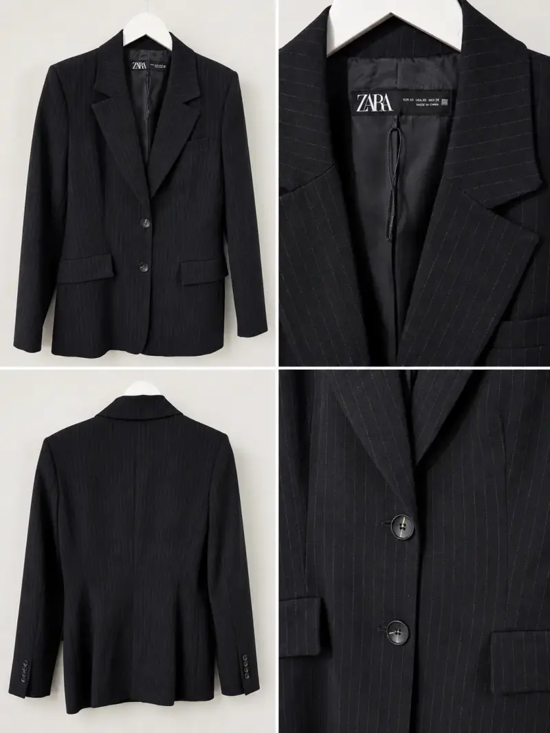 Blazer negro raya diplomática Zara - 2