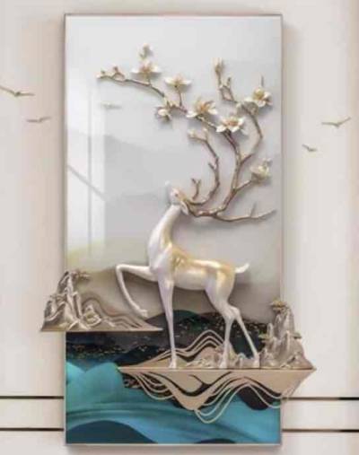 Cuadro decorativo con ciervo 3D relieve . - miniatura 1