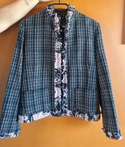 Chaqueta de tweed azul y rosa - miniatura 1
