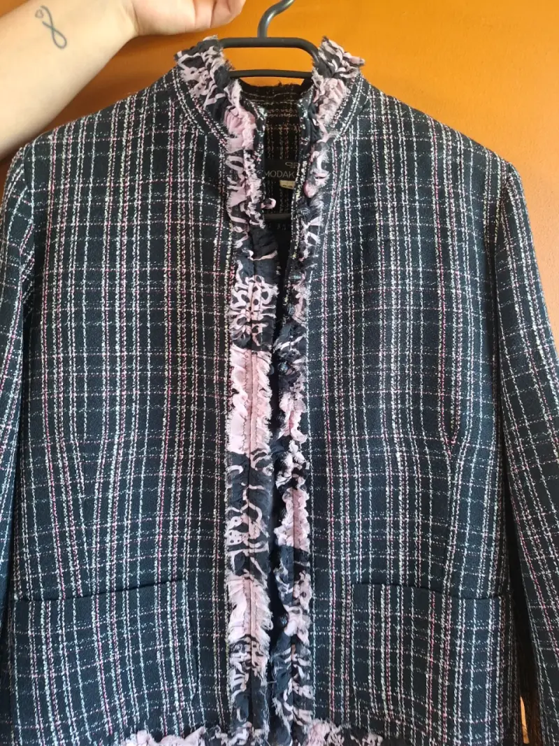 Chaqueta de tweed azul y rosa - 3