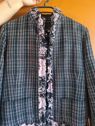 Chaqueta de tweed azul y rosa - miniatura 3