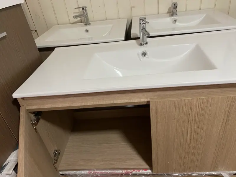 Vanitorio doble blanco con mueble - 1