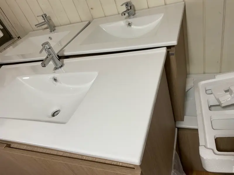 Vanitorio doble blanco con mueble - 3