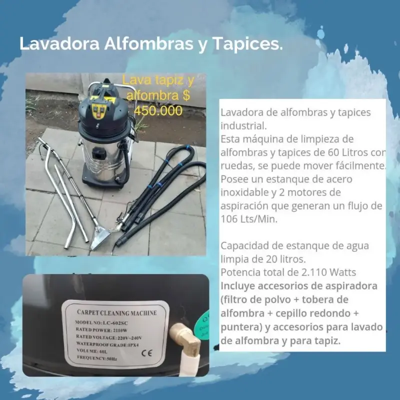 Lavadora alfombras y tapices industrial